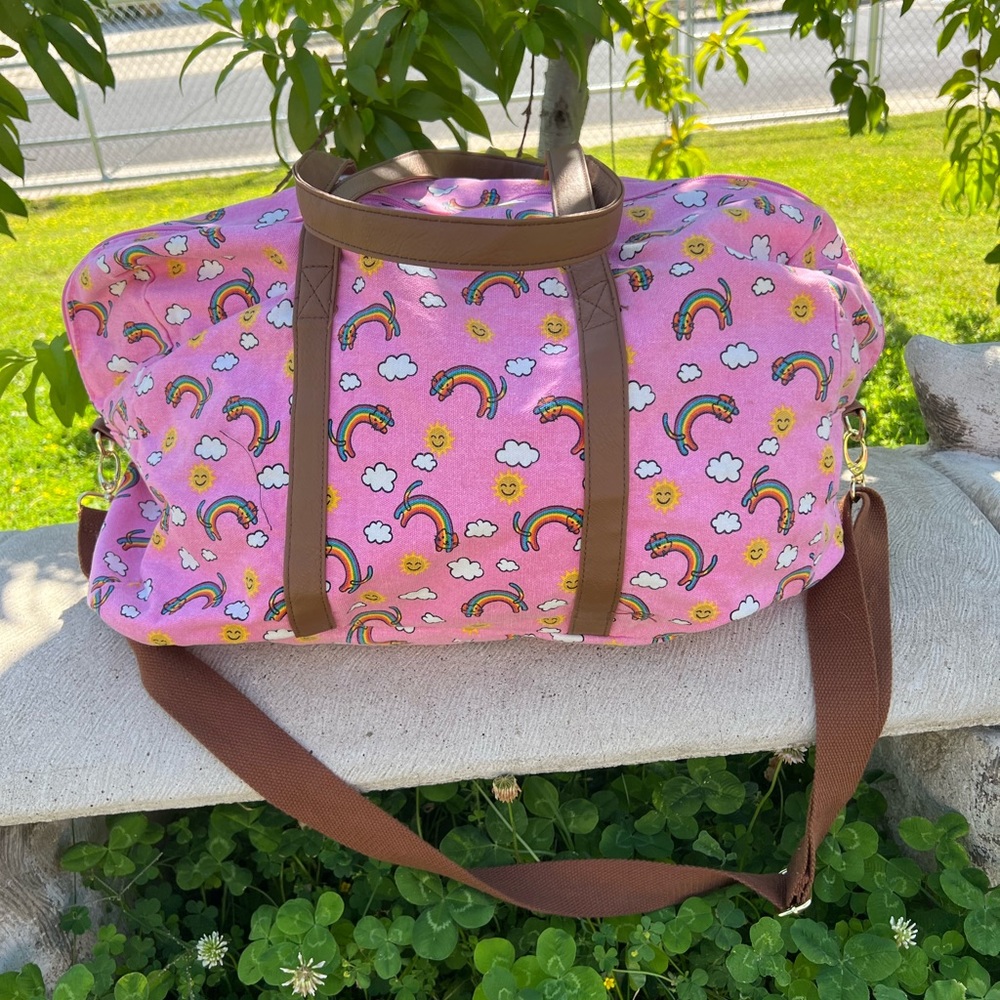 Vintage Y2K Rainbow Kitties Travel Tote Bag